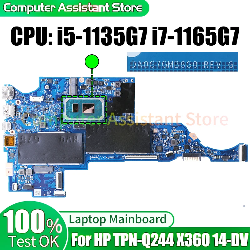 

For HP TPN-Q244 X360 14-DV Laptop Mainboard DA0G7GMB8G0 M16646-601 M16647-601 i5-1135G7 i7-1165G7 Notebook Motherboard