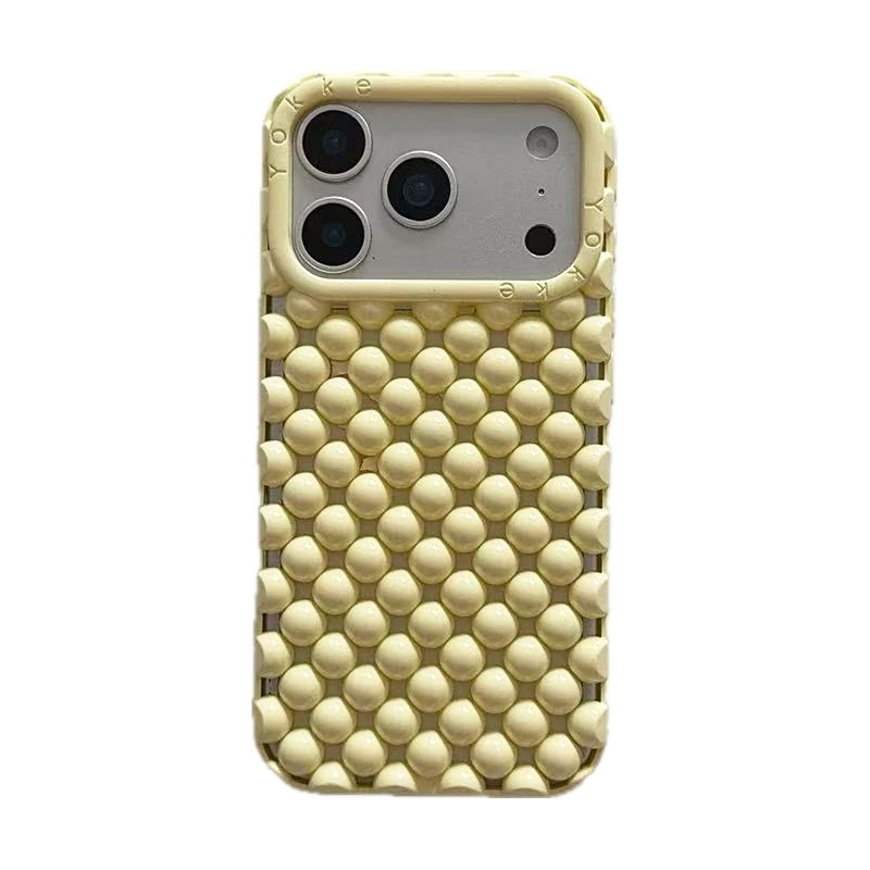 Matte Silver Hollow Out Beads Phone Case with Summer Heat Dissipation Technology