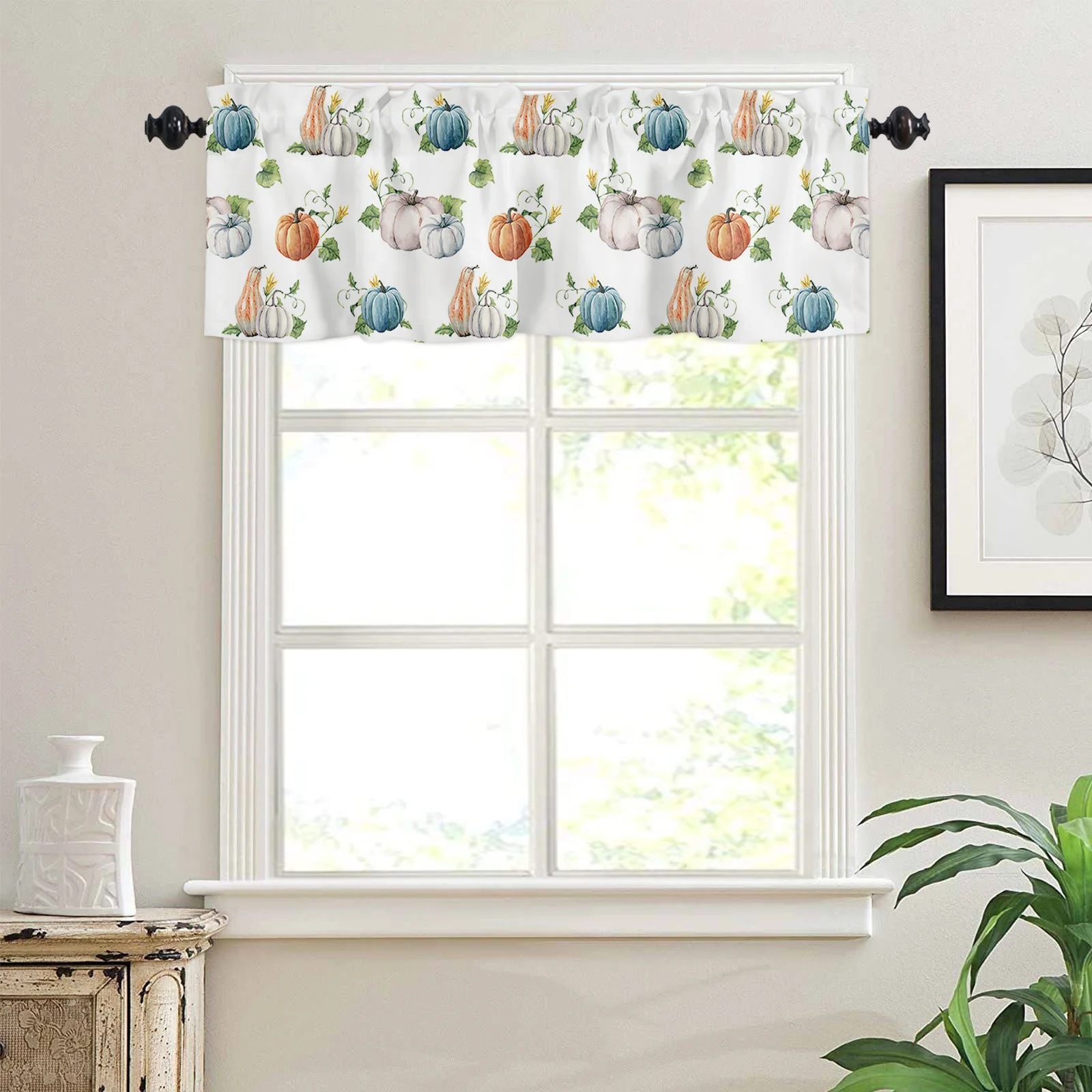 ZEDLIYU Valances for Windows Kitchen Living Room Small Window Valance Fall Pumpkin Autumn Harvest Thanksgiving 1 Panel 3
