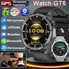 New Watch GT6 Smart Watch Men HD AMOLED Screen GPS Track Always Show Time Heart Rate Bluetooth Call Waterproof Sports Smartwatch