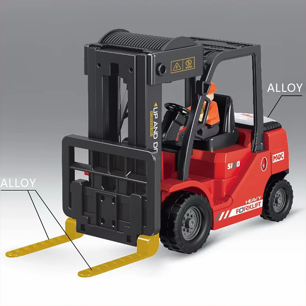 1/24 Car Model Alloy Light Music Spray Remote Control Forklift 11 Channel Engineering Car Remote Control Crane Boys Kids Toys 3
