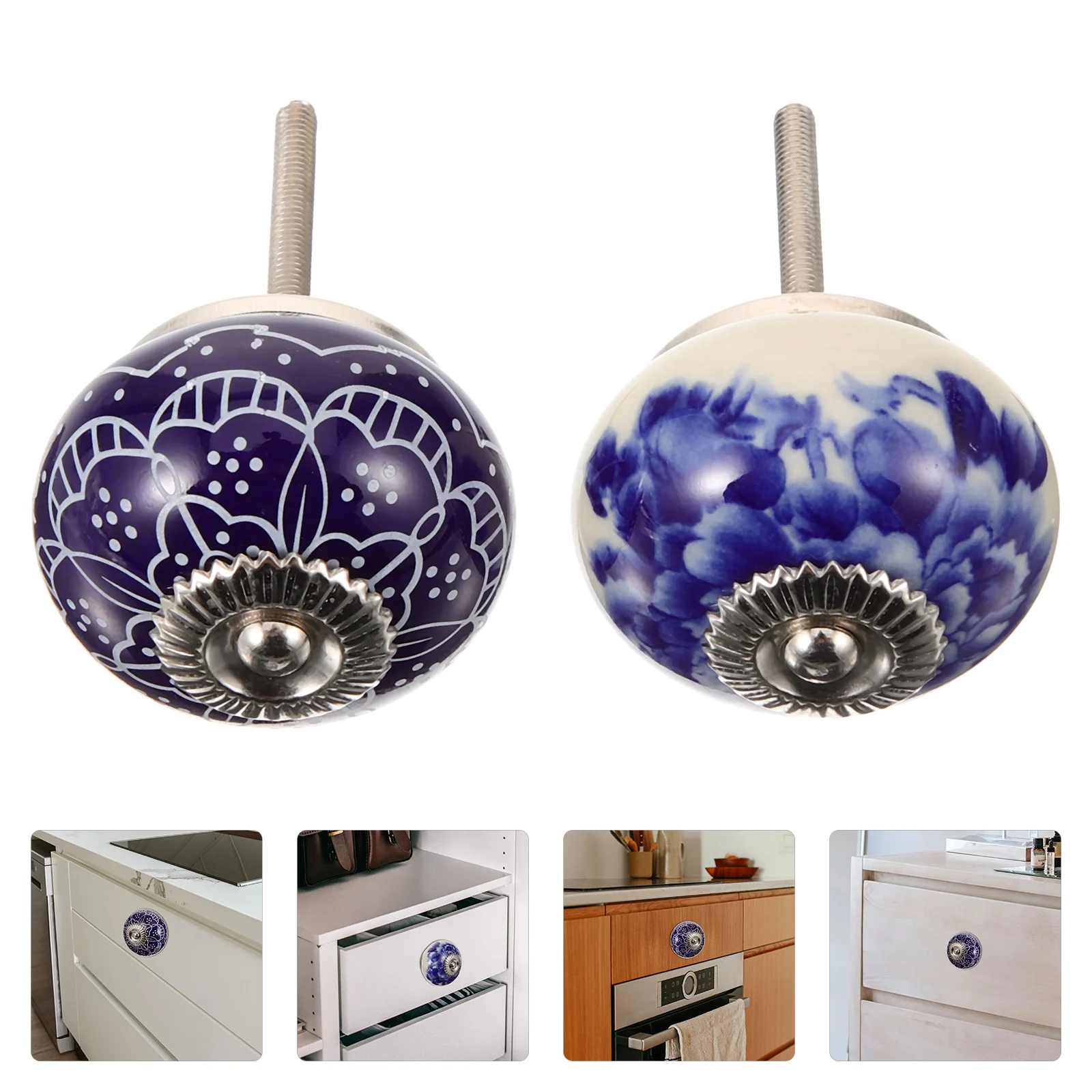 

4 pcs Round Cabinet Knobs Ceramic Drawer Knobs Decorative Dresser Knobs Small Knobs
