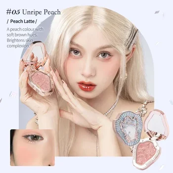 Flower Knows Strawberry Rococo Series Embossed Blush Fine Powder Makeup Smooth Long-Lasting Blusher Face Enhancing Makeup Color