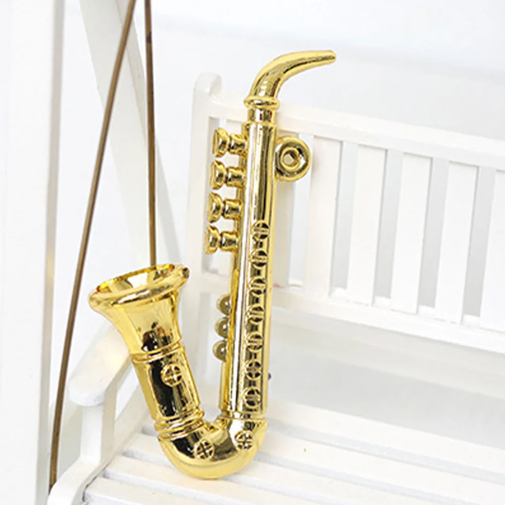 

2 Pcs Miniature Saxophone Musical Instrument Ornament Household Model Toys Simulated Desktop Children Plastic Decor Models