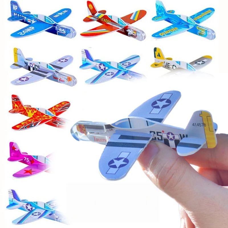10 Pack Mini Foam Airplane Gliders - Hand Launch Flying Toys