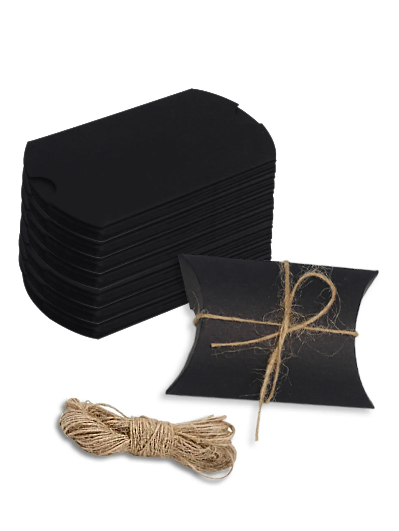 Kissen Candy Box Hanfseil Kraftpapier Geschenkverpackung Papierbox Candy Bag DIY Weihnachten Hochzeit Geburtstag Party Dekoration – Detail 5