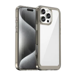 Hybrid Shockproof Transparent Armor Phone Case with Hard PC Bumper - iPhone 15 Pro (Clear Black)