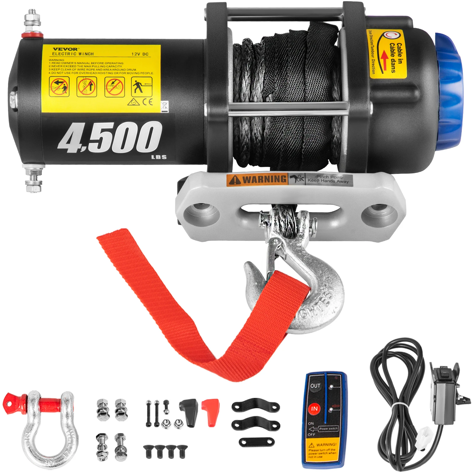302764-4ede95.jpg Sf85620004b12423dae72e200c4411e790 Electric Winch Truck Winch 12V, 4500LBS Synthetic Rope Off Road Waterproof ATV, UTV Winches with Wireless Remote Mallzona