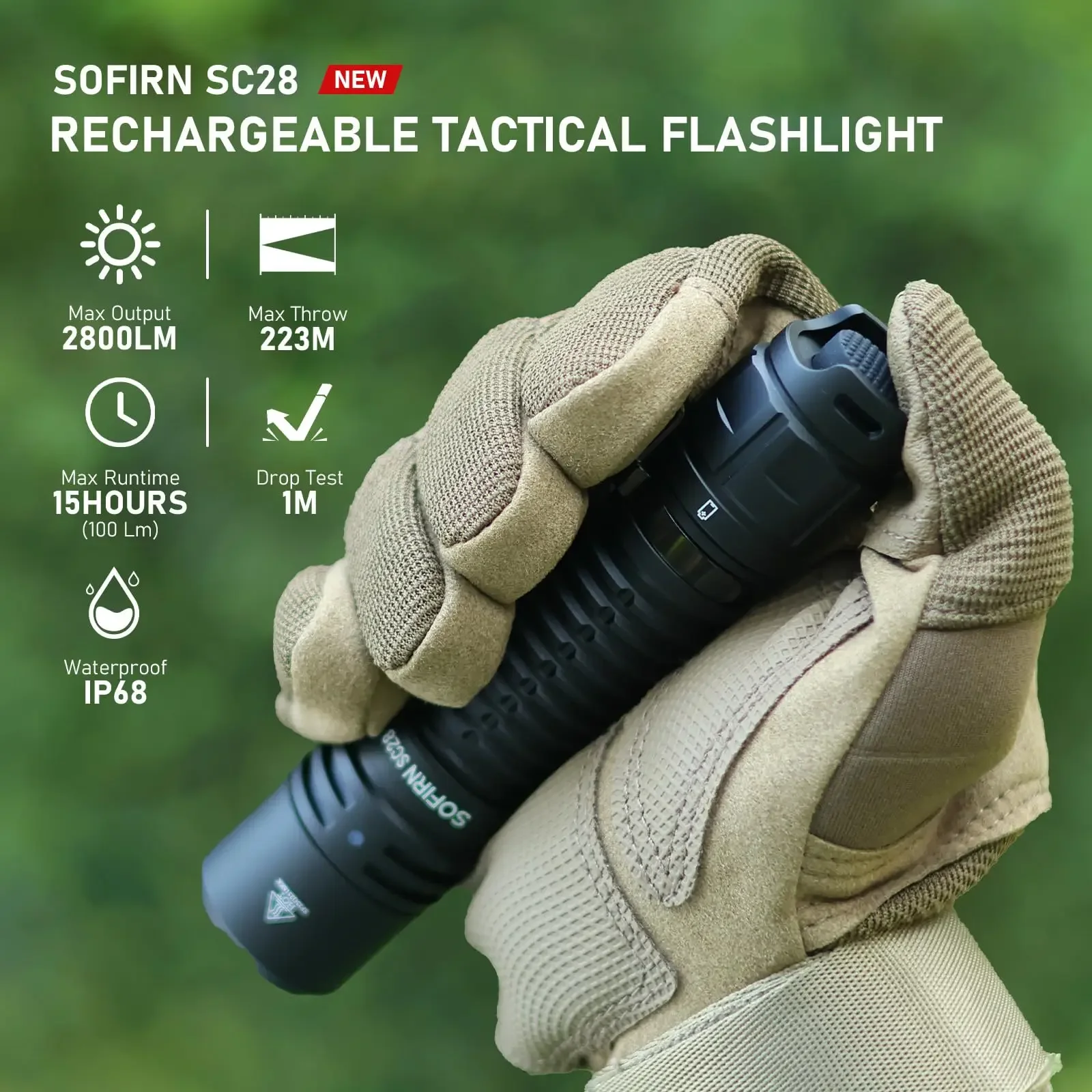 Sofirn SC28 Rechargeable Flashlight Powerful Tactical XHP50B HD EDC Torch Light 2800 Lumens Lantern IPX8 for Hunting Fishing