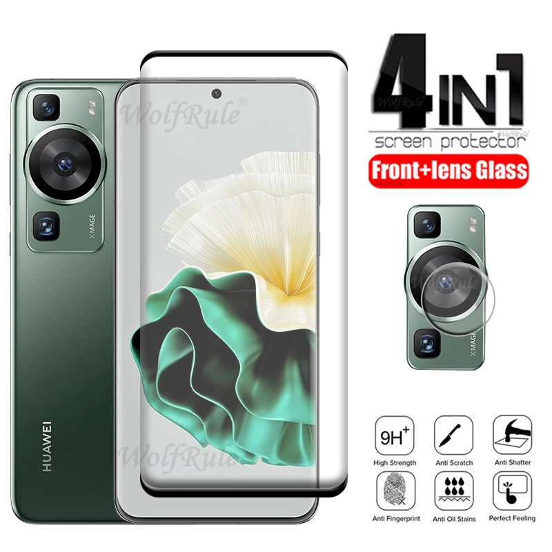 цена 4-in-1 For Huawei P60 Glass For Huawei P60 Protective Glass HD Full Cover Curved Film Screen Protector For Huawei P60 Lens Film