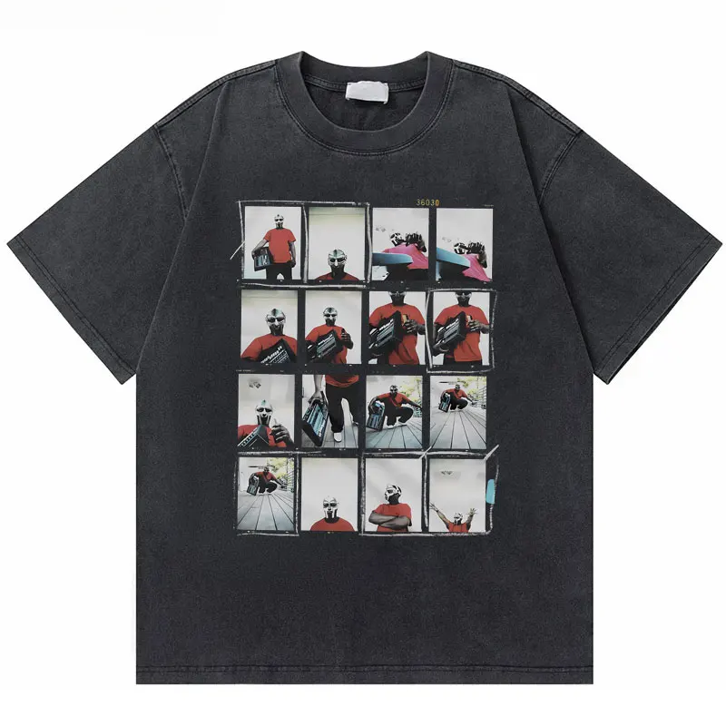 

Washed Vintage Rapper Mf Doom Graphic T-shirt Men's Fashion Trend Tshirt Male 90s Streetwear Men Women Hip Hop Oversized T Shirt