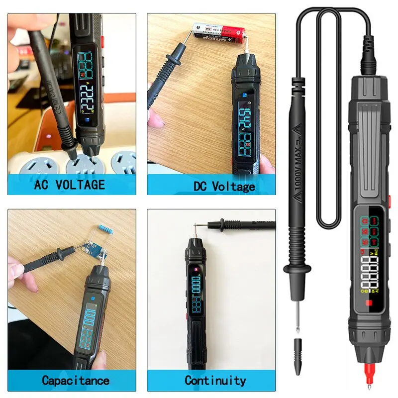 Digital multimeter Smart Digital Multimeter 4000 Counts Non Contact High Precision Voltage Detector Pen Auto Range Capacitance OHm NCV Tester
