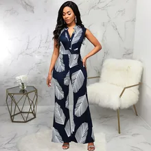 

Elegant Jumpsuits for Women Sexy V-neck Sleeveless Mid Waist Wide Leg Pants Feminine Buttons Office Lady Bodycon Bodysuit