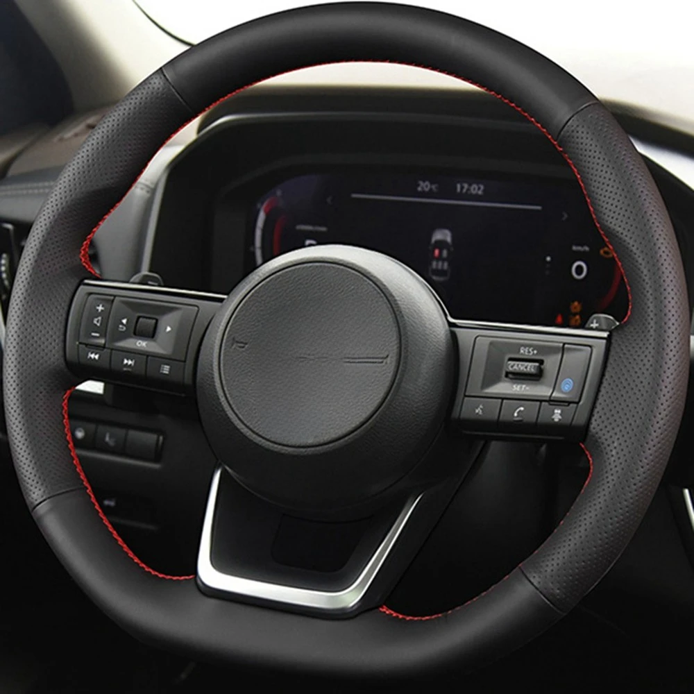 Für Nissan Qashqai J11 J10 Leaf X Trail im März Tiida Kicks Versa Ju 2023, Kunstleder, Auto-Lenkradbezug, Geflecht