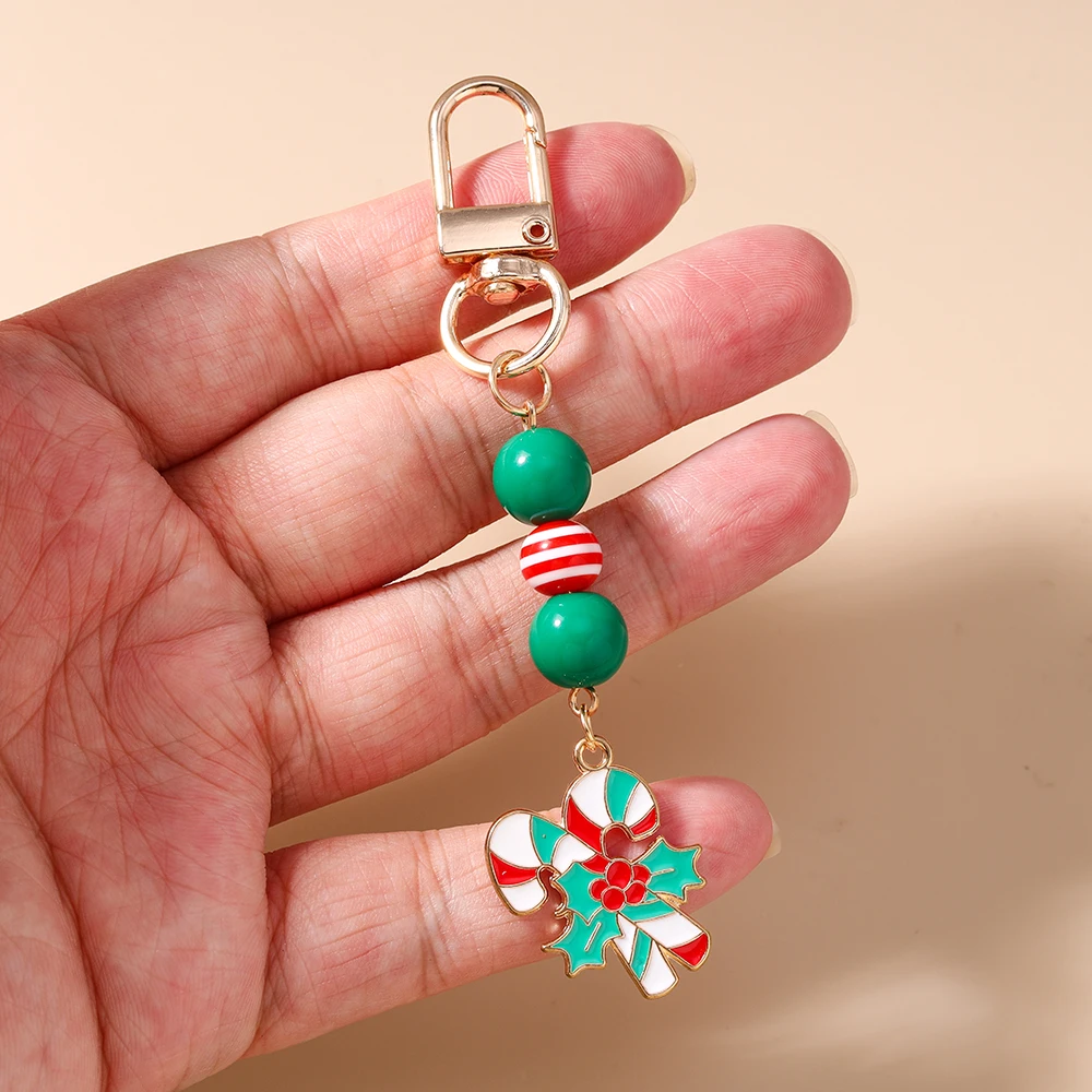 Aihua Niedlicher Weihnachts-Schlüsselanhänger Lieblicher Weihnachtsbaum Weihnachtsmann Kranz Schneemann Schlüsselring für Frauen Mädchen Neujahr Schmuck Geschenke – Detail 4