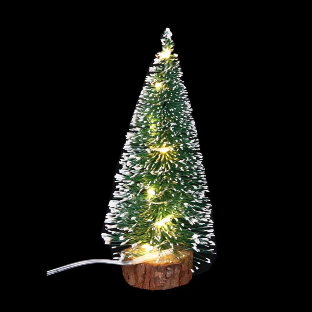 Natal Green Cedar LED Lights, Pine Needle Tree, Presente Ornamento Desktop, Mini Decorações, Decorações De Árvore