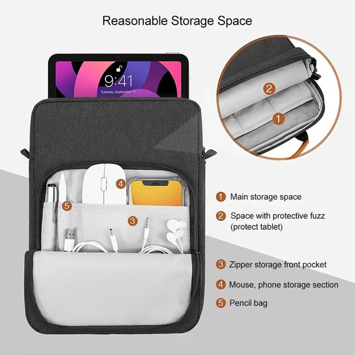 Versatile Lightweight Waterproof Tablet Shoulder Bag with Full Coverage