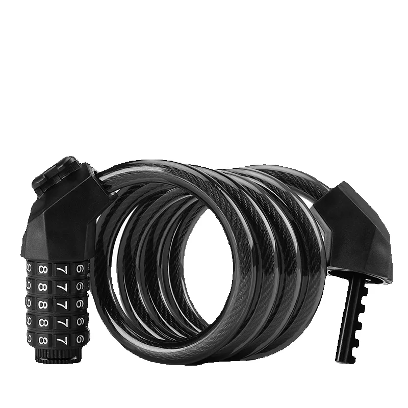 Bicycle anti-theft password five position bicycle lock, portable bold and extended steel cable with bracket, car lock_voghion.com