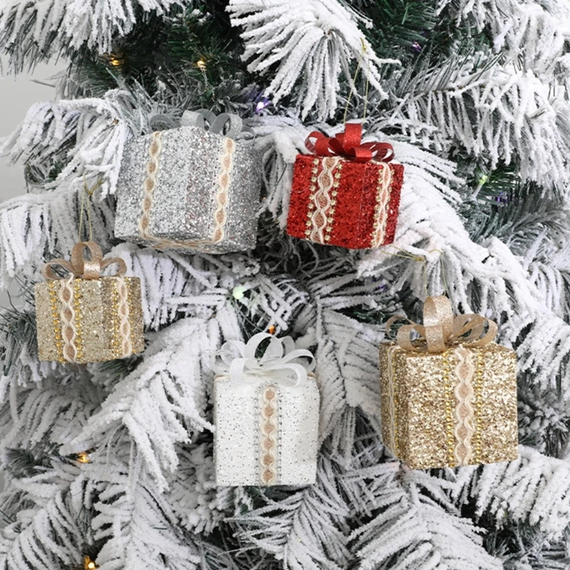 

2/3PCS Decorative Box Ornaments for Christmas Tree Decoration Boxes Festive Colorful Decorations