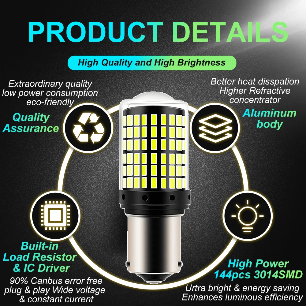 Set of 2 LED Bulbs - High-Performance CanBus Lamp for Reverse and Turn Signal Lights