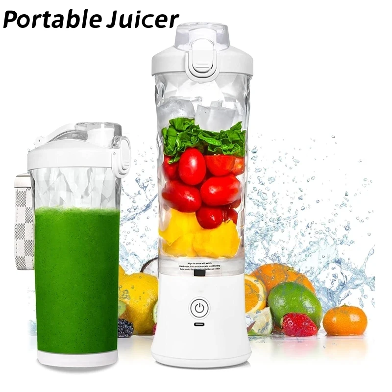 Portable Personal Small Blenders for Smoothies: Mini Electric Juice Smoothy  Maker with 13 Oz, Rechargeable Cordless Fruit Ice Crusher, for Travel