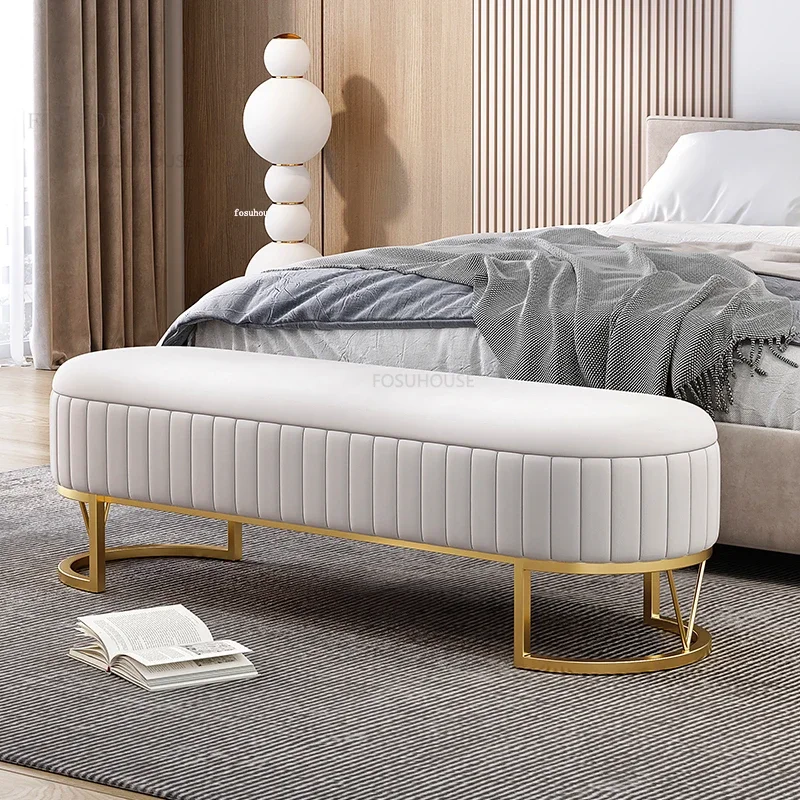Nordic Luxury Bedroom Long Ottomans Home Shoe Changing Stool Modern Living Room Sofa Storage Stools Hallway Porch Leisure Bench