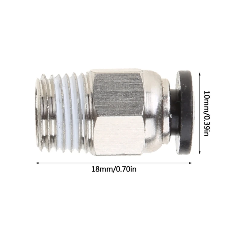 PC4-M10 Macho Recto Neumático Tubo de PTFE Push In Conector de montaje rápido