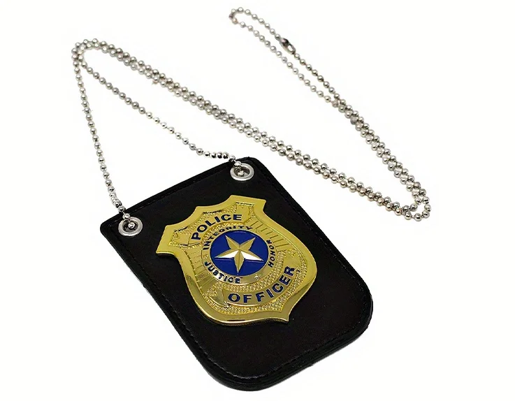 PESENAR Police Badge Handcuffs and Sheriff Badge,Cosplay HandcuffsPolice Officer Costume Accessories for Halloween Decorations