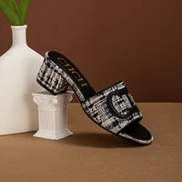 Women's Slippers 2024 New Brand Fabric Low Heel Sandals Outdoor Business Commuter Women's Shoes - Image 5