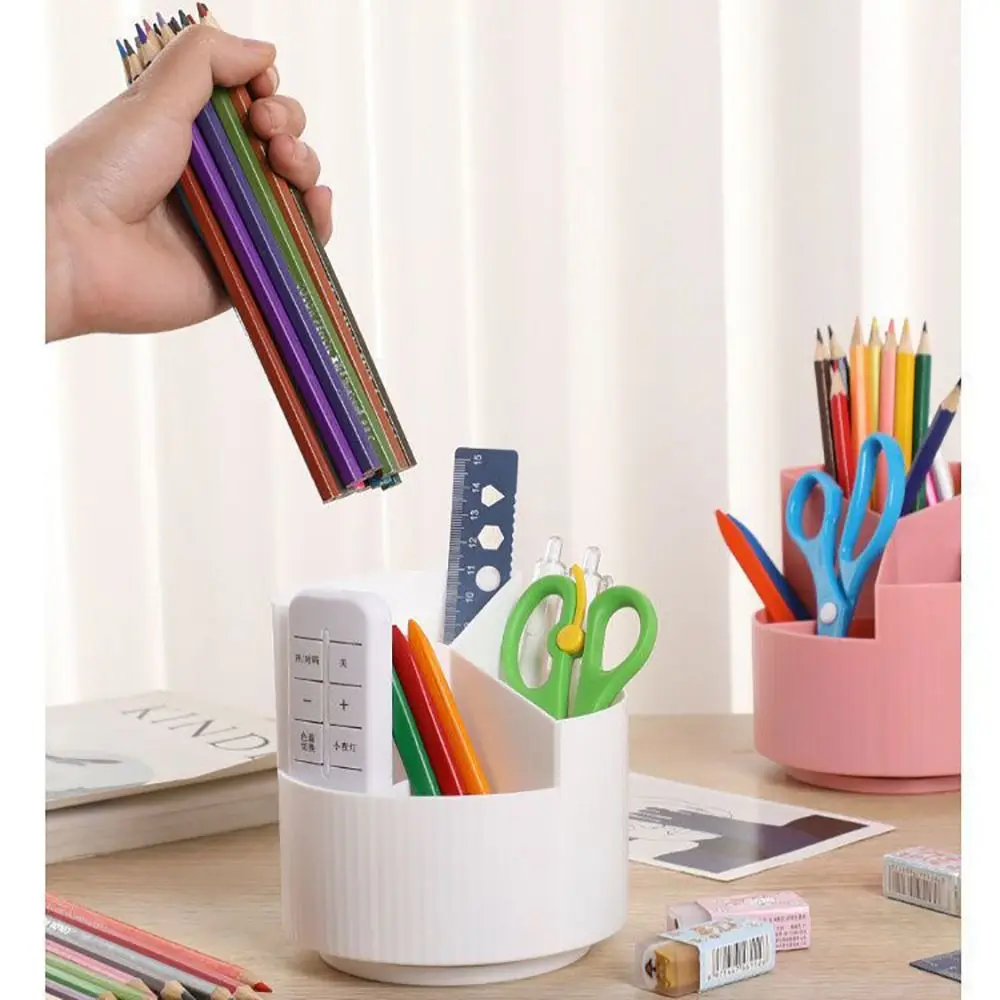 Household Plastic Pen Holder Rotatable Multifunctional Makeup Brush Organizer Box Large Capacity Stationery Box 4