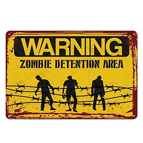 Zombie Area Di Punizione Poster Da Parete Segno Di Latta Vintage Bbq Restaurant Dinner Room Cafe Shop Decor