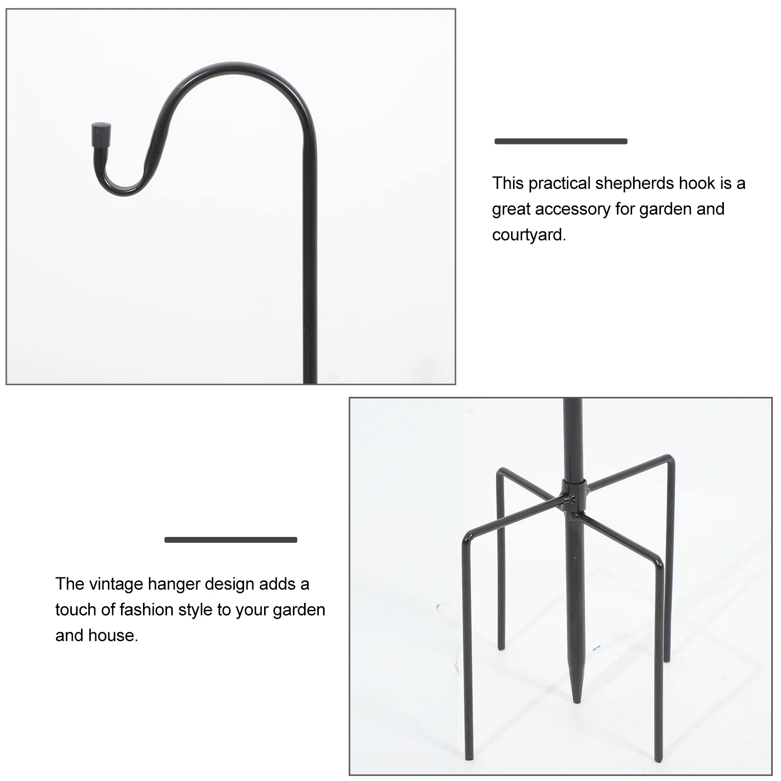 2 Pcs Shepherd Hook Small Shepherds Wood Pile Iron for Plant Stand Hangers Outdoor