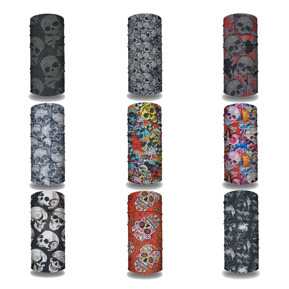 Novelty Skull Paisley Printed Bandana Headband Windproof Running Motocycling Face Mask Neck Gaiter Snood Halloween Scarf cycling bandana bandana headscarf cotton bandana bandana neck cover multifunctional bandana motorcycle bandana