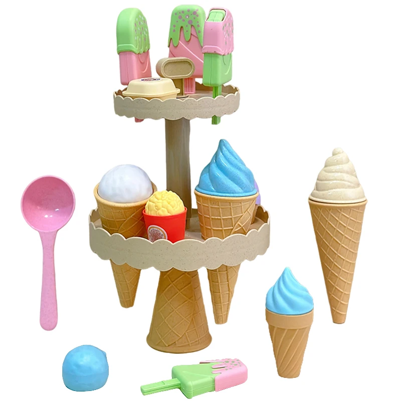 Baby Ice Cream Toys Set Simulation Make Afternoon Tea Dessert Pretend Play Food Game Play House Party Activities Games Girl Toy