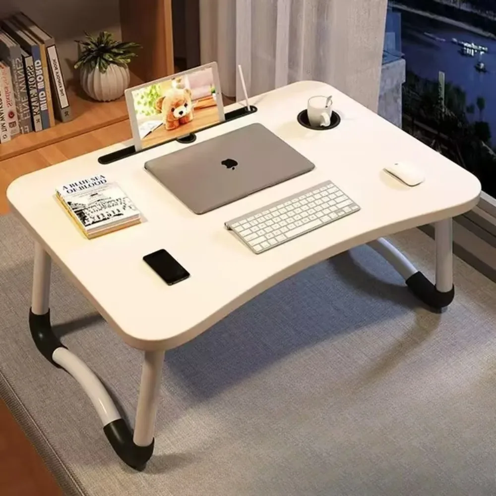 Foldable Learning Desk with Card Slot Laptop Desk Portable Lap Table Lazy Person Folding Computer Desks Dormitory Study Desks