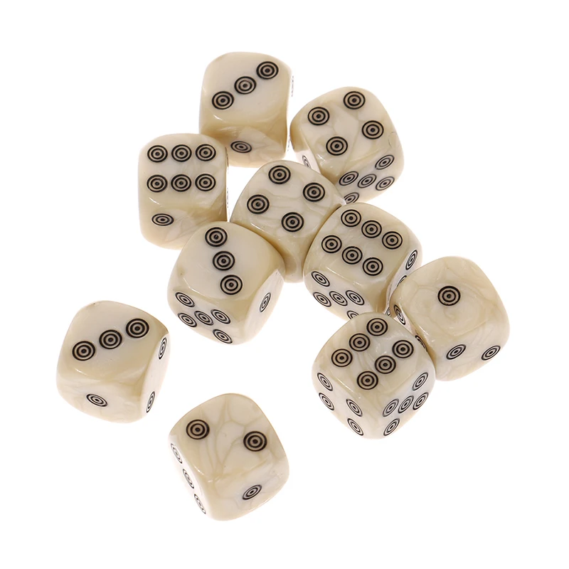 10 Pcs 16mm 아크릴 아이보리 주사위 D6 주사위 보드 게임 라운드 엔터테인먼트 파티 큐브 마작 액세서리 주사위