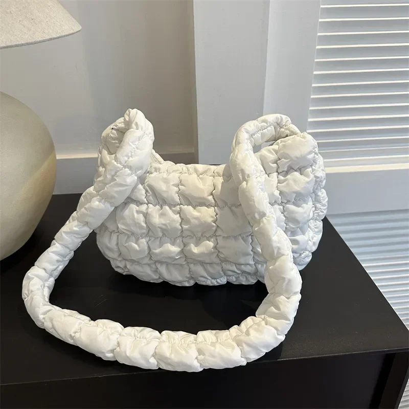 Borse a tracolla pieghettate trapuntate per donna Borsa imbottita Borse in nylon Borsa a secchiello Cloud Bubbles Hobo Puffer Borsa tote in nylon bolsas - immagine 5