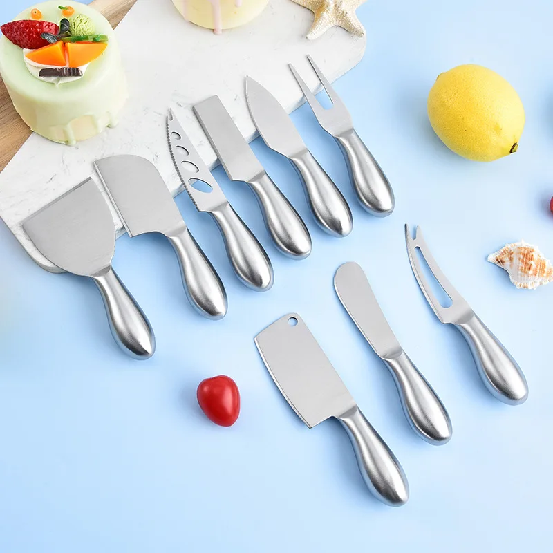 Hollow Handle Cheese Knife Suit Stainless Steel Butter Knife Pizza Cutter Cheese Fork Cutting Cheesecake and Fork Cutlery