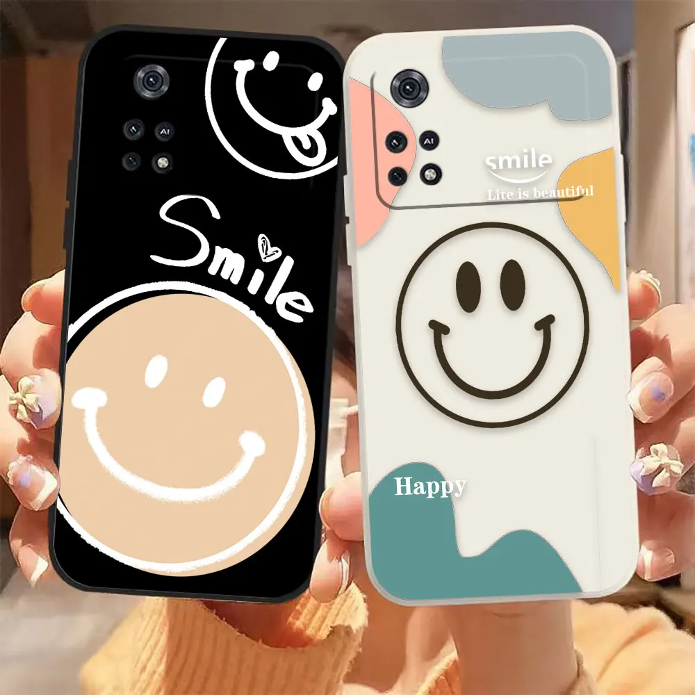 Happy Ice Cream Smile Face Case Per Xiaomi Pcoo F3 M3 X2 X3 M4 A2 6X 8 Cc9 Cc9E Mix 2 2S 3 4 Black Shark 3 4 5 Gt Pro 4G 5G Case