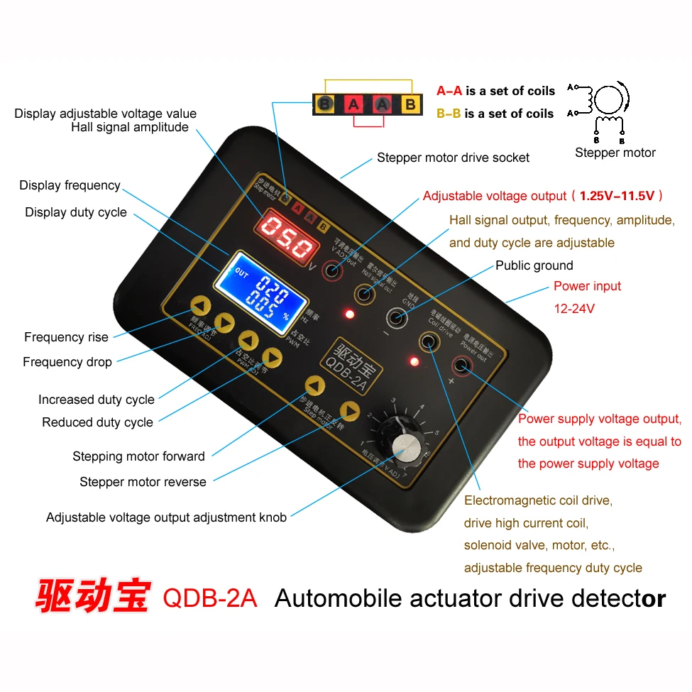 Automobile Ignition Coil Test Injector Solenoid Valve Idling Stepper Motor Instrument Tester Fault Detector Drive Simulator