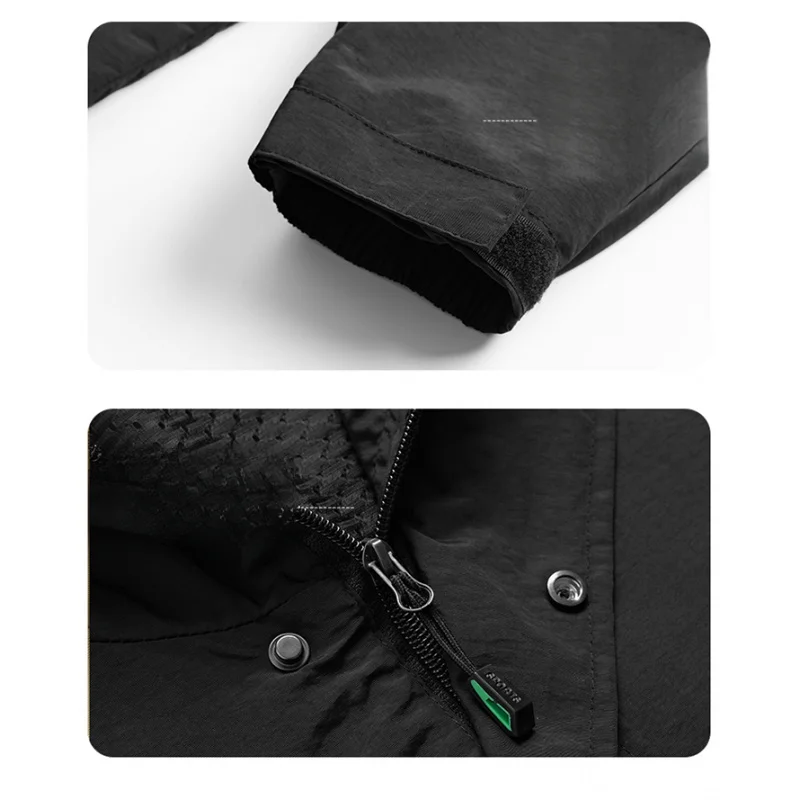 Hiking Men Jacket Double Zipper Solid Jacket Adjustable Drawstring Camping Coat Outdoor Travel Jacket Autumn & Spring Cargo Coat - 6