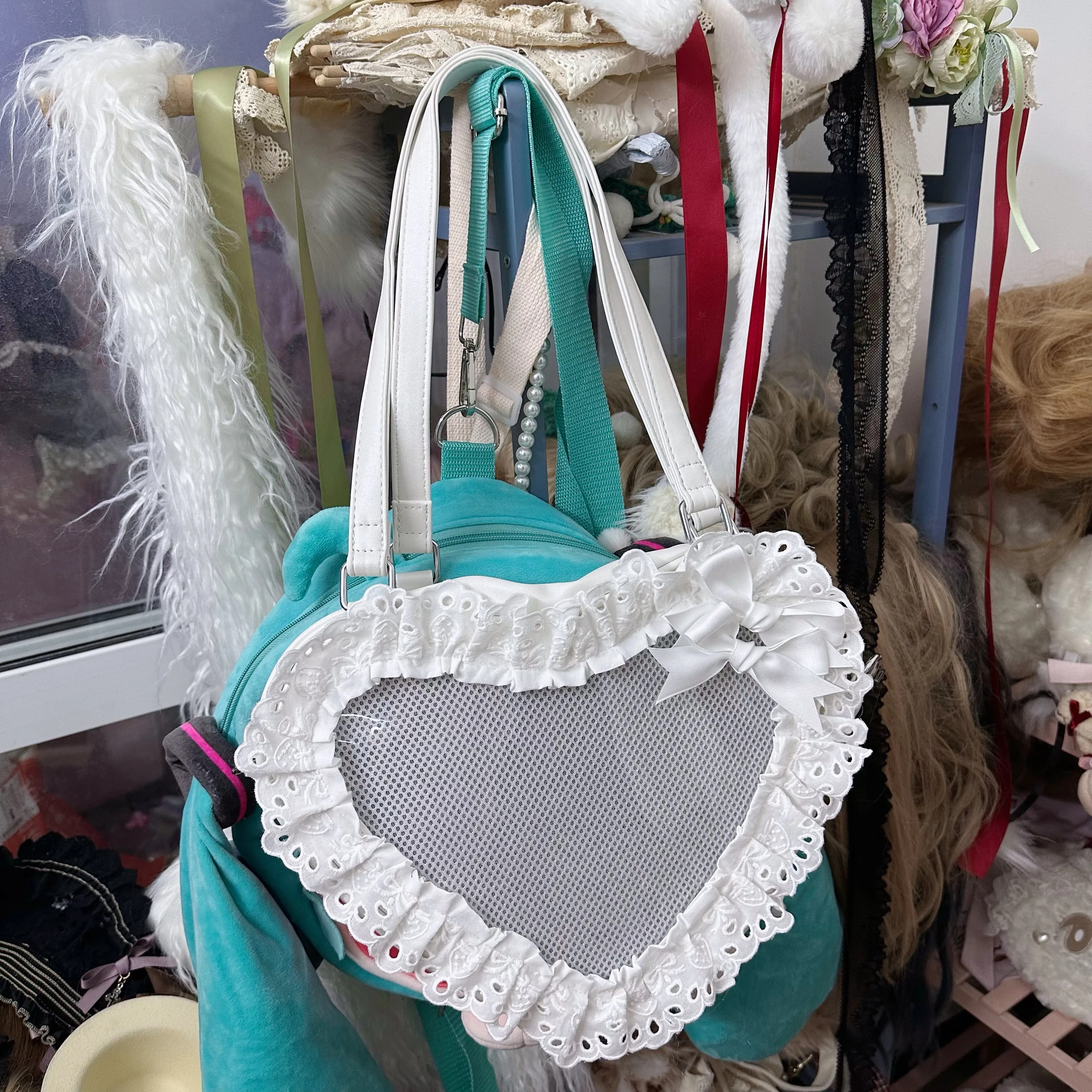 Lolita Handmade Love Heart Lace Flower Cute Shoulder Bag Sweet