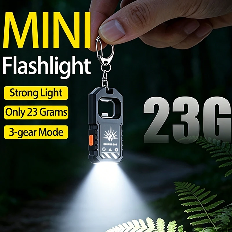 Compact USB Rechargeable Multifunctional Keychain Flashlight with COB Work Light