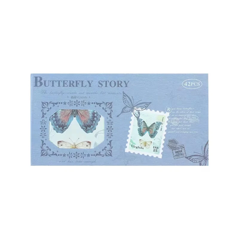 42pcs/lot Memo Pads Material Paper Pengyou Butterfly Dream Stamps Journal Scrapbooking paper Card Background Decoration Paper 5