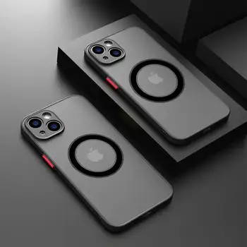 Luxury Matte Armor Magnetic For Magsafe Wireless Charge Case For iPhone 15 16 14 13 11 12 Pro Max Mini Plus XS X XR Cover funda