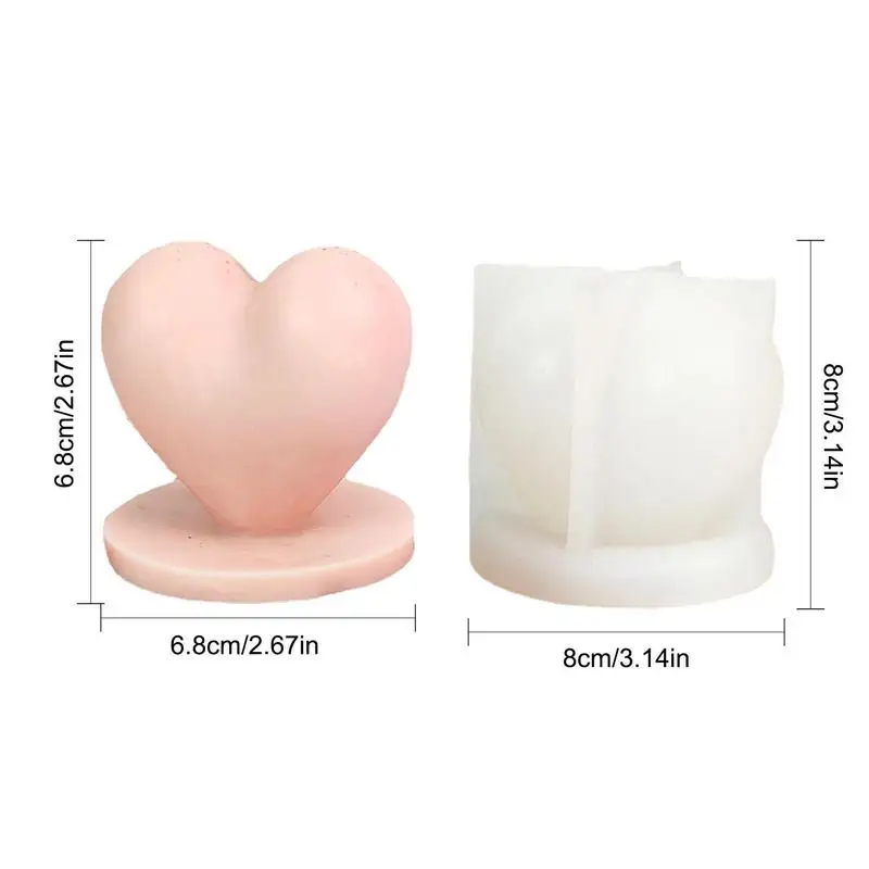Heart Candle Mold Valentine's Day Silicone Heart Candle Molds Heart Shape Candle Mold With Base For Making Candles Classic Mold
