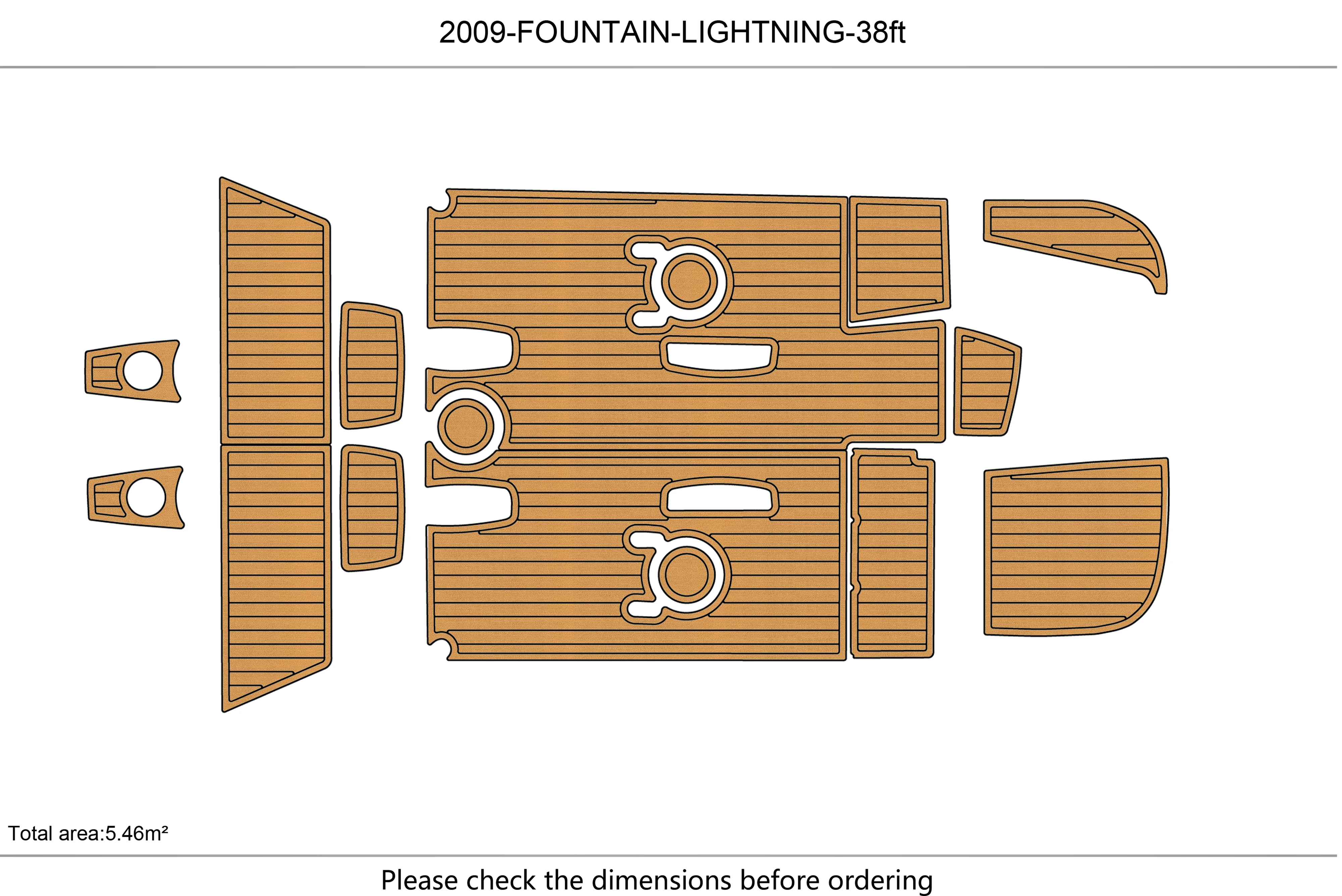 

2009 FOUNTAIN LIGHTNING 38ft bow Cockpit platform 1/4" 6mm EVA fAUX carpet Water Ski Yacht Fishing Boat Non-slip mat floor