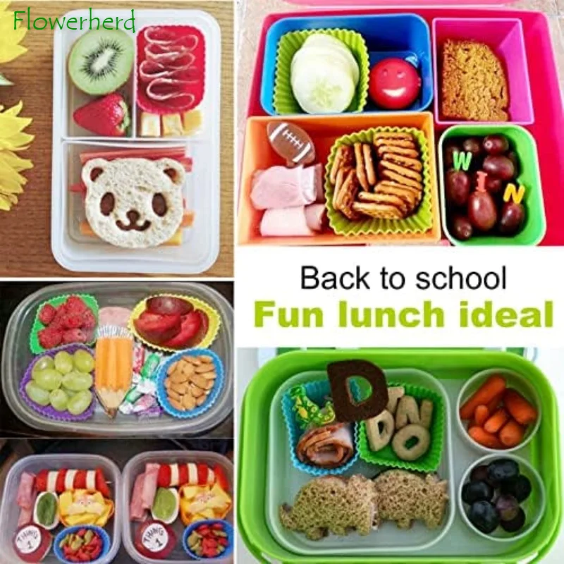 40/60 Pcs Silicone Lunch Box Dividers, Bento Bundle Lunch Box Dividers With  Food Picks For Adults School Lunch Containers Accessories