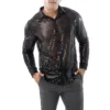 Mens Long Sleeved Performance Wear Sequin Shirt Long Sleeved Lapel 70s Disco Party Wear Trend Long Sleeved Harajuku Streetwear 6