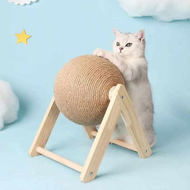 고양이 크래처 공 장난감, 씨잘과 나무, 안정적인 삼각형 고양이, 실내 물건, 튼튼한 긁힘, 멋진 긁힘, 스탠드 스핀